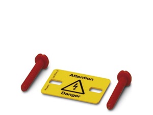 WS 3-6 figyelmeztető tábla, 2 műanyag csavarral, 3 kapocsra, 6 mm-es raszter